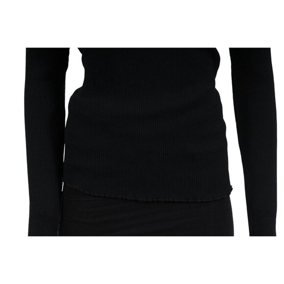 Current/Elliott Womens Ribbed Sweater Medium Navy Black Cotton Long Sleeve - Picture 5 of 12